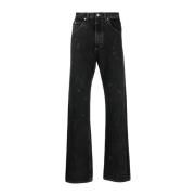 Zwarte Straight Jeans met 5 Zakken Maison Margiela , Black , Heren