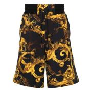 Zwarte Katoenen Casual Aquarel Shorts Versace Jeans Couture , Multicol...