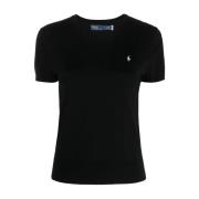 Casual Zwarte Trui met Korte Mouwen Polo Ralph Lauren , Black , Dames