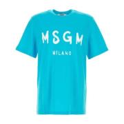 Lichtblauw Katoenen T-shirt Msgm , Blue , Heren