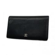 Pre-owned Leather wallets Chanel Vintage , Black , Dames