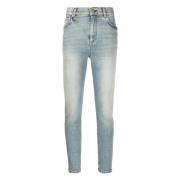 Blauwe Skinny Jeans Mid-Rise Casual Stijl Balmain , Blue , Dames