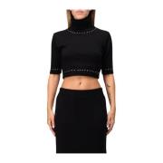 Korte Mouw Top Simona Corsellini , Black , Dames