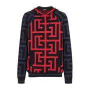 Monogram Multikleur Wol Linnen Hoodie Balmain , Multicolor , Heren