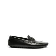 Zwarte leren loafers casual platte Roberto Cavalli , Black , Heren