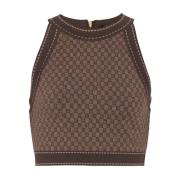 Gebreide Bruine Crop Top Balmain , Brown , Dames