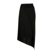 Elegante Zwarte Viscose Elastaan Rok Paco Rabanne , Black , Dames