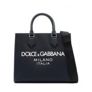 Blauwe Canvas Leren Schoudertas Dolce & Gabbana , Blue , Heren