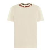 Seizoenslogo T-shirt Crème Palm Angels , Beige , Heren