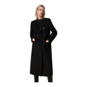 Wollen Jas Twinset , Black , Dames