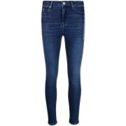 Blauwe skinny denim logobroek Karl Lagerfeld , Blue , Dames