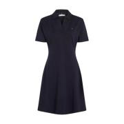 Navy Blue Lyocell Pique Jurk Tommy Hilfiger , Blue , Dames