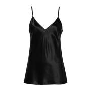 Zwarte Zijden V-hals Mouwloze Top Joseph , Black , Dames