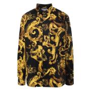 Zwarte Aquarel Print Katoenen Overhemd Versace Jeans Couture , Multico...