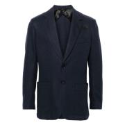 Elegante Zwarte Zijde Wol Blazer Brioni , Black , Heren