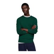 Groene Lamswol Ronde Hals Trui Tommy Hilfiger , Green , Heren