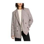 Houndstooth Blazer Jas Verhoog Stijl Pepe Jeans , Multicolor , Dames