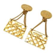 Pre-owned Metal earrings Chanel Vintage , Yellow , Dames