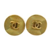 Pre-owned Metal earrings Chanel Vintage , Yellow , Dames