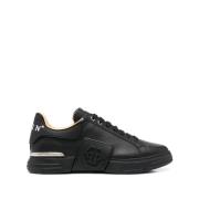 Hexagon Casual Trainers in zwart leer Philipp Plein , Black , Heren