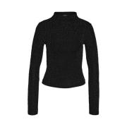 Lurex Funnel Neck Top in Zwart Noisy May , Black , Dames