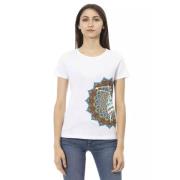 Witte Katoenen T-shirt met Korte Mouwen en Voorkant Print Trussardi , ...