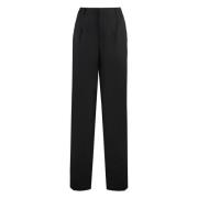 Linnen Viscose Tailored Broek PT Torino , Black , Dames