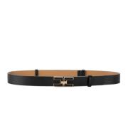 Logo Swivel Leren Riem Elisabetta Franchi , Black , Dames