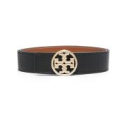 Omkeerbare Zwarte Leren Casual Riem Tory Burch , Black , Dames