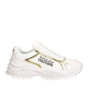 Witte en gouden Sneakers met Logo Versace , White , Dames