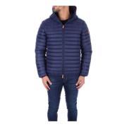 Blauwe jas met capuchon en zijlogo Save The Duck , Blue , Heren