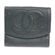 Pre-owned Leather wallets Chanel Vintage , Black , Dames