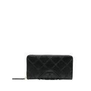 Elegante Zwarte Schapenleren Ritsportemonnee Tory Burch , Black , Dame...