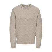 Boucle Crew Knit Silver Lining Beige Only & Sons , Beige , Dames