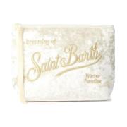 Witte Chenille Clutch met Geborduurd Logo MC2 Saint Barth , White , Da...