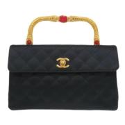 Pre-owned Satin chanel-bags Chanel Vintage , Black , Dames