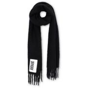 Zwart Alpaca Wol Fringed Sjaal Drykorn , Black , Dames