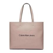 Roze Signature Tote Handtas Ritssluiting Calvin Klein Jeans , Pink , D...