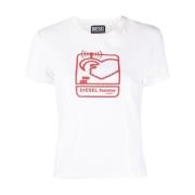 Casual korte mouw wit katoenen T-shirt Diesel , White , Dames