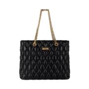 Zwarte Shopper Tas met Gouden Details Elisabetta Franchi , Black , Dam...