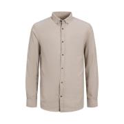 Klassieke Melange Shirt in Haverkleur Jack & Jones , Beige , Heren