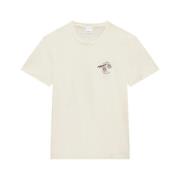 Geborduurd Logo Crew Neck T-shirt Isabel Marant , Beige , Heren