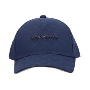 Blauwe Jacquard Adelaar Logo Baseballpet Emporio Armani , Blue , Heren