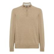 Cashmere Blend Half Zip Jumper Boggi Milano , Beige , Heren