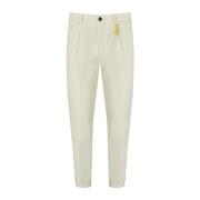 Crème Skinny Broek met Rits Sluiting Manuel Ritz , White , Heren