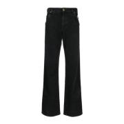 Zwarte Acid Wash Wide Leg Jeans Balmain , Black , Dames