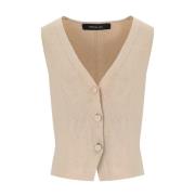 Ecru Gebreid Vest met Strik Federica Tosi , Beige , Dames