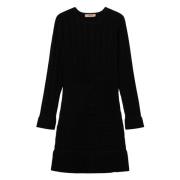 Elegante Zwarte Midi Jurk Twinset , Black , Dames