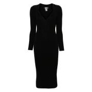 Ribtrui jurk in zwart Dkny , Black , Dames