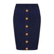 Elegante Blauwe Knielengte Rok Balmain , Blue , Dames